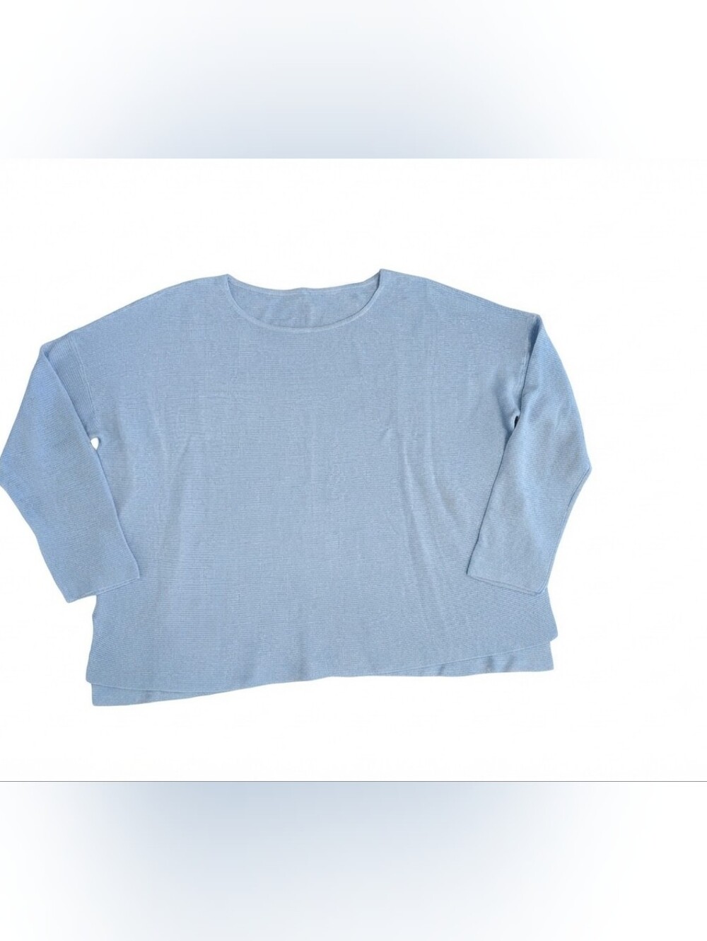EILEEN FISHER Blue 100% Organic Linen Boxy Boat Neck Sweater Women's Size XL